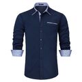 Herren Hemd Langarm Marineblau Hemden Freizeithemd Regular Fit Freizeit Hemd ...