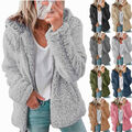 Damen Warme Kapuzen Fleecejacken Winterjacke Plüsch Mantel Teddyfell Winter Neu