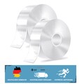 Doppelseitiges Klebeband Extra Stark Transparent, Abnehmbar - 2 Rollen Nano Tape