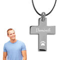Großes Herren Kreuz mit Motiv Gravur, Echt Silber 925, Inkl. Kordel Kette- Neu