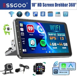 10" Android 14 4+64G 1DIN 360° Drehbar Bildschirm Autoradio GPS Navi WIFI Kamera