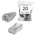 20 Stück CAT5e RJ45 Stecker geschirmt Modular Crimp Patchkabel Netzwerk 20x grau