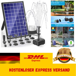 Solar Teichpumpe mit Akku & 10 Fontänen – Gartenbrunnen 7.5W
