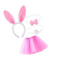 Bunny-Zubehör: 4-teiliges Set mit Ohren, Nase, und rosa Tutu für Ostern.
