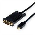 ROLINE Mini DisplayPort Kabel MiniDP an VGA Stecker an Stecker schwarz 3 m