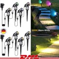 4er Set Gartenstrahler mit Erdspieß 3W Spotbeleuchtung Außen Warmweiß/RGB LED DE