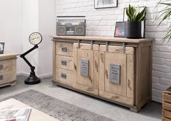 Sideboard Kommode 150cm 2 Türen 3 Schubladen Mangoholz Holz massiv geweißt