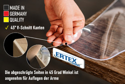 Tischfolie Tischmatte Tischschutz Folie transparent 2.5mm abgeschrägte Kante 45°geeignet für den Kontakt Lebensmittel  MADE IN GERMANY 