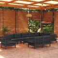 vidaXL 11-tlg. Garten-Lounge-Set mit Grauen Kissen Kiefer Massivholz