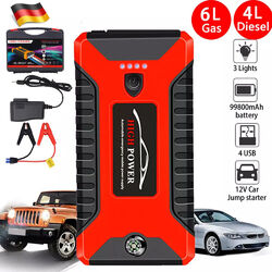 99800MAH AUTO KFZ STARTHILFE JUMP STARTER 12V LADEGERÄT BOOSTER POWERBANK PKW*