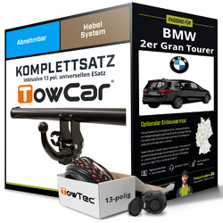 Für BMW 2er Gran Tourer F46 Anhängerkupplung abnehmbar +eSatz 13pol uni 14- AHKJetzt 50€* sparen mit Code: PKW25