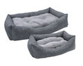 Haustier Bett grau waschbar - 2 Größen - Plüsch Hunde Körbchen Katzen Kissen
