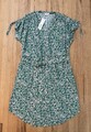 Neu Esprit V- Neck Lockeres Kleid 100% Viskose Kleid Gr. 38 Mit Gürtel Blumig