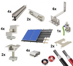 Solar Photovoltaik Ziegeldach Montage Set 2 Module 30mm Solarkabel Schiene 0%
