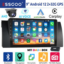 Autoradio DAB+ Carplay Android 12 GPS Navi RDS Kamera Für BMW 5er E39 X5 E53 E38