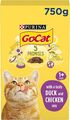 Go-Cat Huhn & Ente Trockenkatzenfutter, 750g (5er Pack), für Katze, Ente alle Rassen