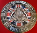Rundes Schild: "Wappen von London" England/Flagge/Löwen. 20 cm Durchmesser. Neu!