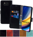 Suncase Hülle Leder Book Handy Tasche Klapp Case Etui für Xiaomi Poco X3 Pro