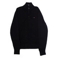 TOMMY HILFIGER Pullover Herren Schwarz 1/4 Reißverschluss Eng Strick, M