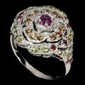 Sommer 925 Silberring Rund Rhodolith Saphir Natürlicher Edelstein Schmuck Size