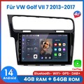 Für VW Golf VII 7 2013-2017 Carplay 4+64GB Android 14 Autoradio GPS Navi 4G Wifi