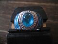 Traum in Aqua Blau! edler Designer Ring 925er Silber Blautopas Emaille RG 54