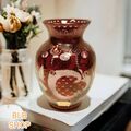 Vintage Böhmen Rubin Rot Kristall Möser Glas abgedeckt Vase mit Dekorationen