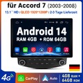 8-Kern Für Honda Accord 7 VII 2003-2007 Autoradio Android14 GPS Navi 4G+ Carplay