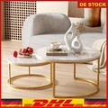 2er Set Beistelltisch Couchtisch Wohnzimmertisch Rund Satztisch Marmor Optik DE 