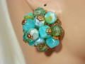 Vivid Blau Vintage 1950s Acrylglas Wirbel Haute Couture Ohrringe 762C