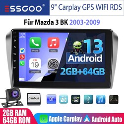 Autoradio Für Mazda 3 BK 2003-2009 GPS Navi Android 13 Carplay 2+64G WIFI Kamera