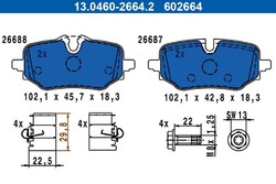 ATE BREMSBELÄGE SATZ HINTEN passend für BMW 2 X1 X2 MINI | 13.0460-2664.2