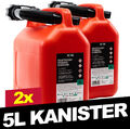 2x 5L BENZINKANISTER RESERVEKANISTER  AUSGIEßER KRAFTSTOFF DIESEL KANISTER ROT