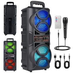 Lautsprecher Bluetooth RGB Subwoofer TWS Musikbox Boombox Party LED mit Mikrofon