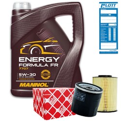 FEBI Filter Set + 5L Mannol Formula FR Motoröl passend für Ford WSS-M2C913 Volvo