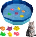 Katzen-Hunde-Pool mit Fischspielzeug – Tragbar & Faltbar für Baden 30x10 cm