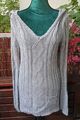 Grau dicker Strick Kapuze Longline Cardigan Pullover mit Taschen M/L