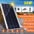 Solarmodule 12V 50W Tragbares Solarpanel Autobatterie Erhaltungs Ladegerät USB