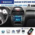 DAB+ Apple CarPlay Für PEUGEOT 206 206CC 206SW 2000-2008 Android14 Autoradio GPS