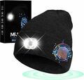USB Bluetooth Beanie Hut Kopfhörer Mütze Strickmütze mit Einstellbar LED Lampe