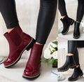 DAMEN KNÖCHEL CHELSEA SLIPPER BROGUE PATENT FREIZEIT FLACHE SCHUHE STIEFEL GRÖSSE