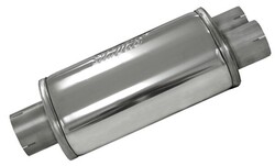 Simons universeller Schalldämpfer Topf Auspuff Leise Split 76 mm -> 2x 63 mm