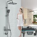 Duschsystem Grau Duscharmatur Regendusche LCD Duschset Massage mit Handbrause