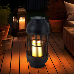 Tischlampe Solarleuchte Außenleuchte LED Kerze Flammeneffekt Laterne H 33 cm