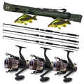 Carp Angelset 3 Ruten 3 Freilaufrollen + Futteral Komplettset 