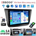 DAB+ 9" CarPlay Android14 Autoradio Für Seat Altea 2004-2015 GPS NAVI RDS Kamera