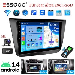 DAB+ 9" CarPlay Android14 Autoradio Für Seat Altea 2004-2015 GPS NAVI RDS Kamera