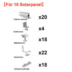 Photovoltaik Solar Ziegeldach Montage Set PV Modul Befestigung Schiene Halterung