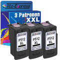 3 Patronen XL Black PlatinumSerie für Canon PG-512 Pixma IP 2700 MP 230 MP 235 M