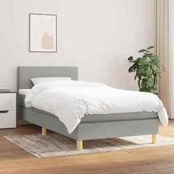 Boxspringbett mit Matratze Hellgrau 80x200 cm Stoff